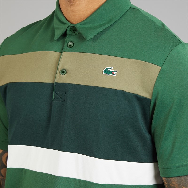 Lacoste Mens Regular Fit Colour Block Polo Shirt Green/Khaki Green - Image 3