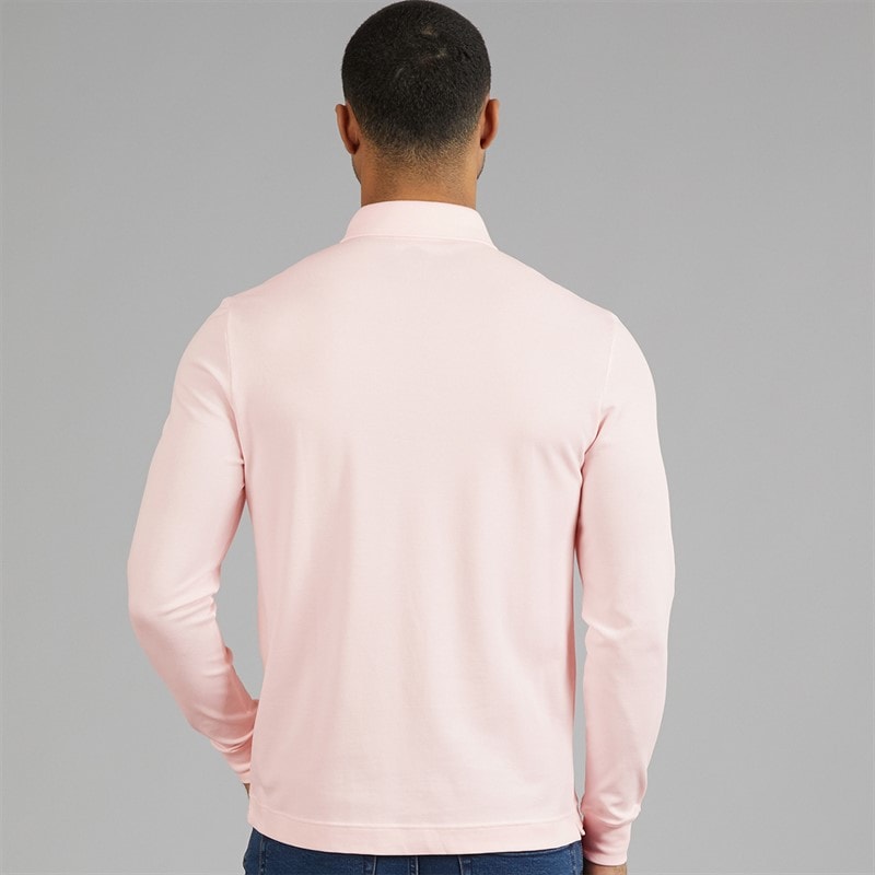 Lacoste Mens Regular Fit Stretch Long Sleeve Polo Shirt Light Pink - Image 2