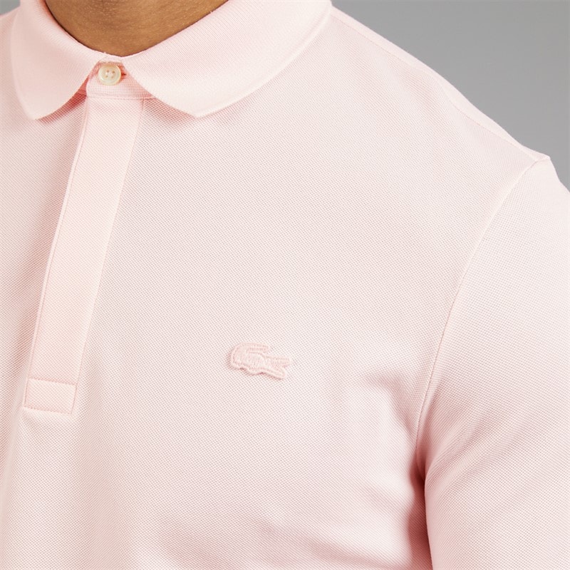 Lacoste Mens Regular Fit Stretch Long Sleeve Polo Shirt Light Pink - Image 3