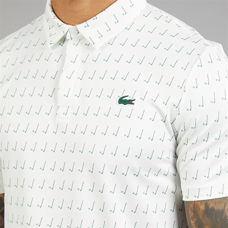 Lacoste Mens Regular Fit Polo Shirt White/Green - Image 3