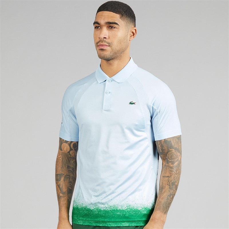 Lacoste Mens Polo Shirt Light Blue/Green - Image 1