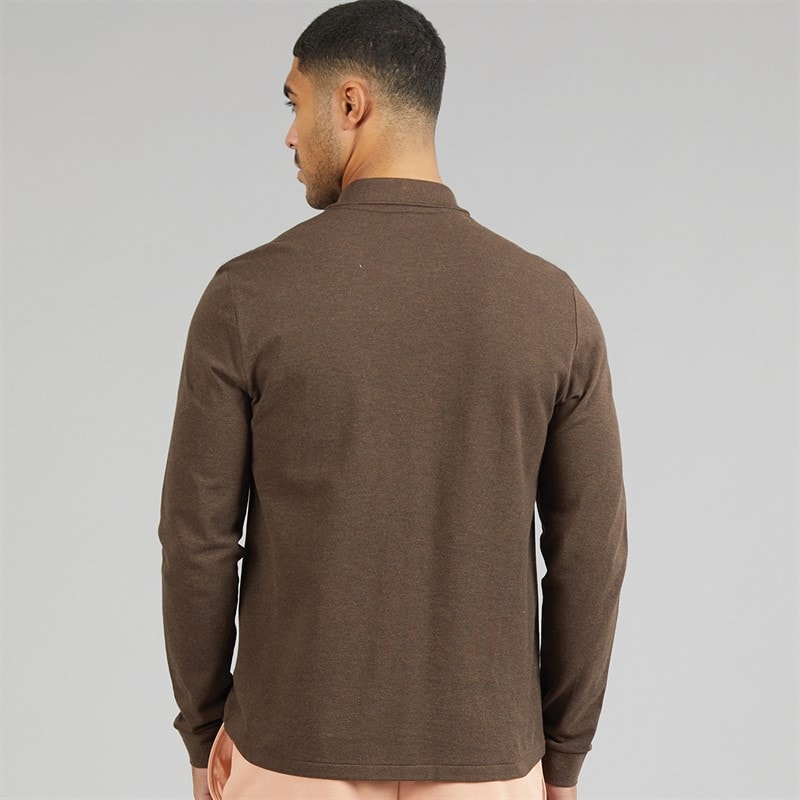 Lacoste Mens Classic Fit Long Sleeve Polo Shirt Heathered Brown - Image 2