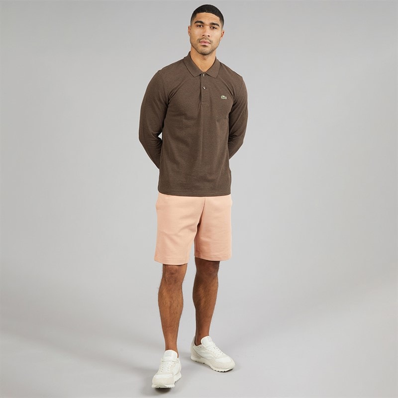 Lacoste Mens Classic Fit Long Sleeve Polo Shirt Heathered Brown - Image 4