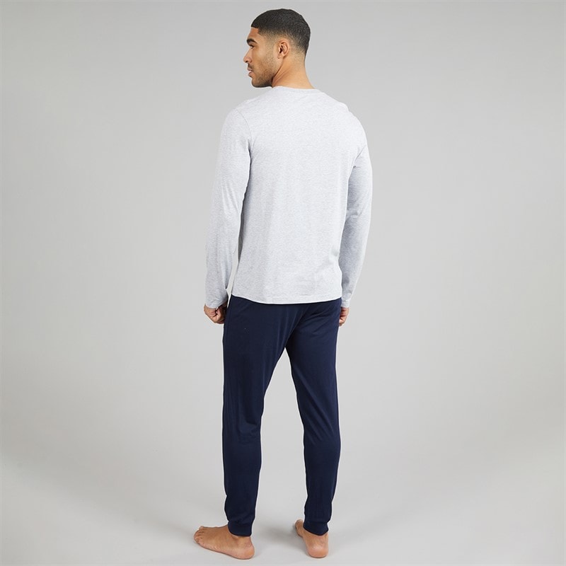 Lacoste Mens Velvet Logo Long Pyjama Set Blue/Grey/Green - Image 2
