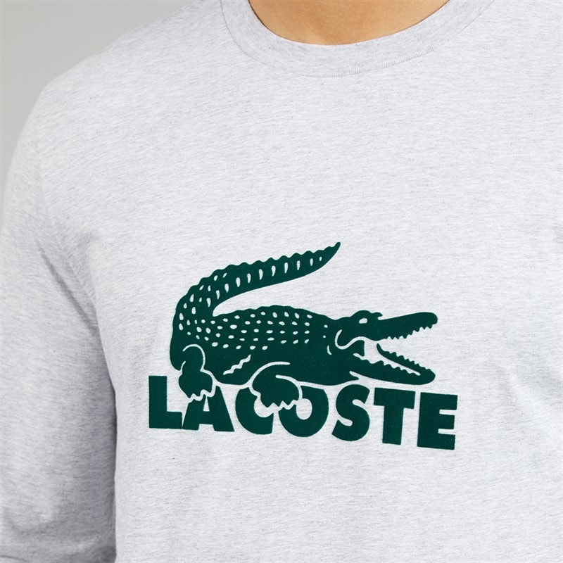 Lacoste Mens Velvet Logo Long Pyjama Set Blue/Grey/Green - Image 3