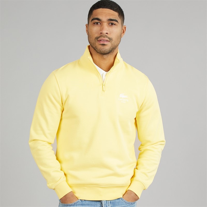 Lacoste Mens 1/4 Zip Print Sweatshirt Pastel Yellow