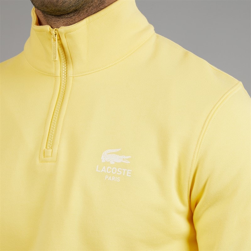 Lacoste Mens 1/4 Zip Print Sweatshirt Pastel Yellow - Image 3