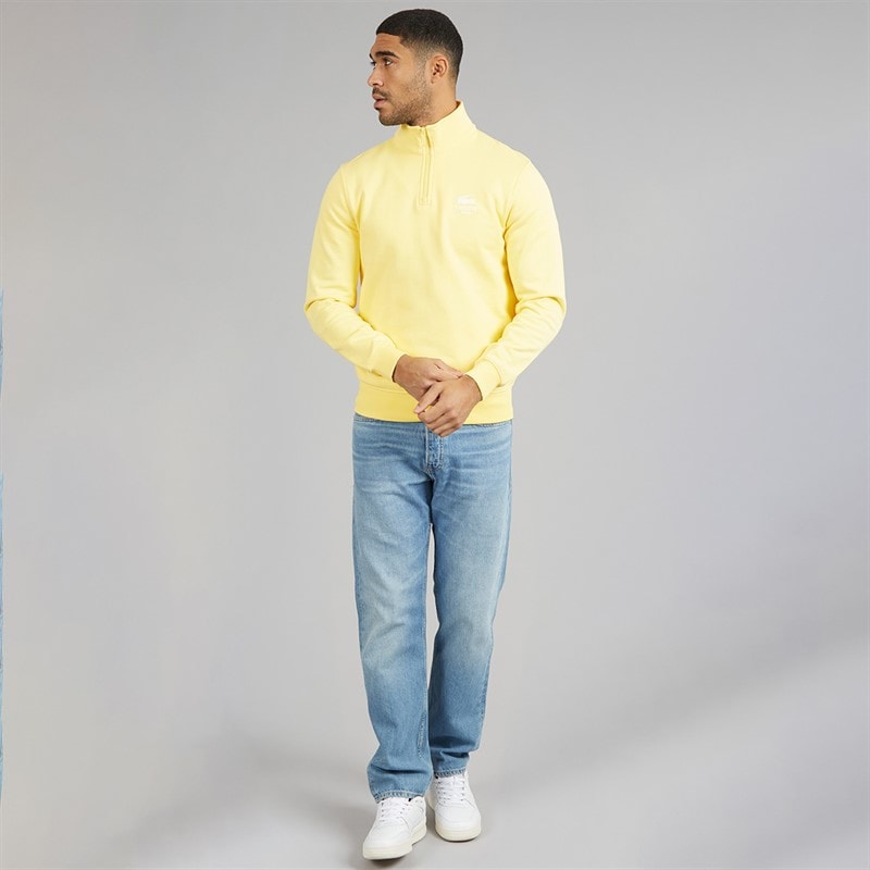 Lacoste Mens 1/4 Zip Print Sweatshirt Pastel Yellow - Image 4