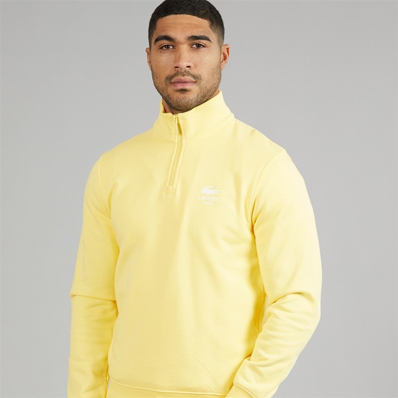 Lacoste Mens 1/4 Zip Print Sweatshirt Pastel Yellow - Image 5