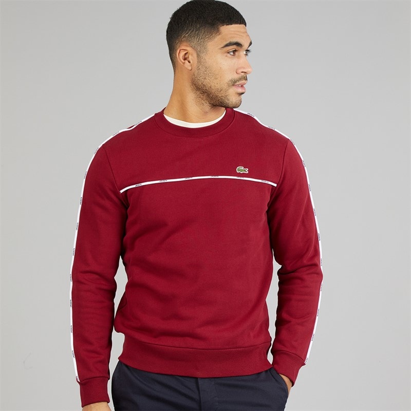 Lacoste Mens Logo Trim Sweatshirt Bordeaux - Image 1