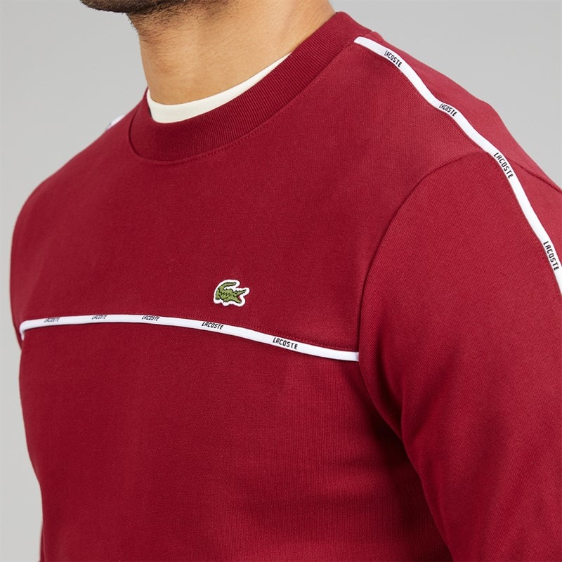 Lacoste Mens Logo Trim Sweatshirt Bordeaux - Image 3