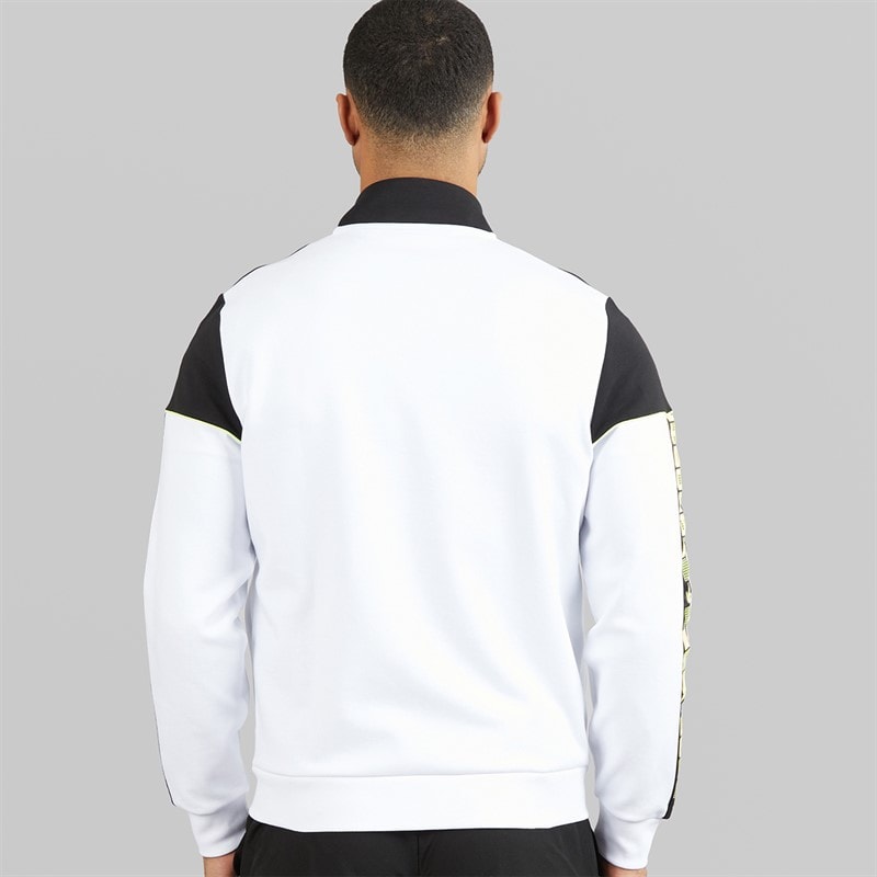 Lacoste Mens Zipped Colour Block Sweatshirt White/Black - Image 2
