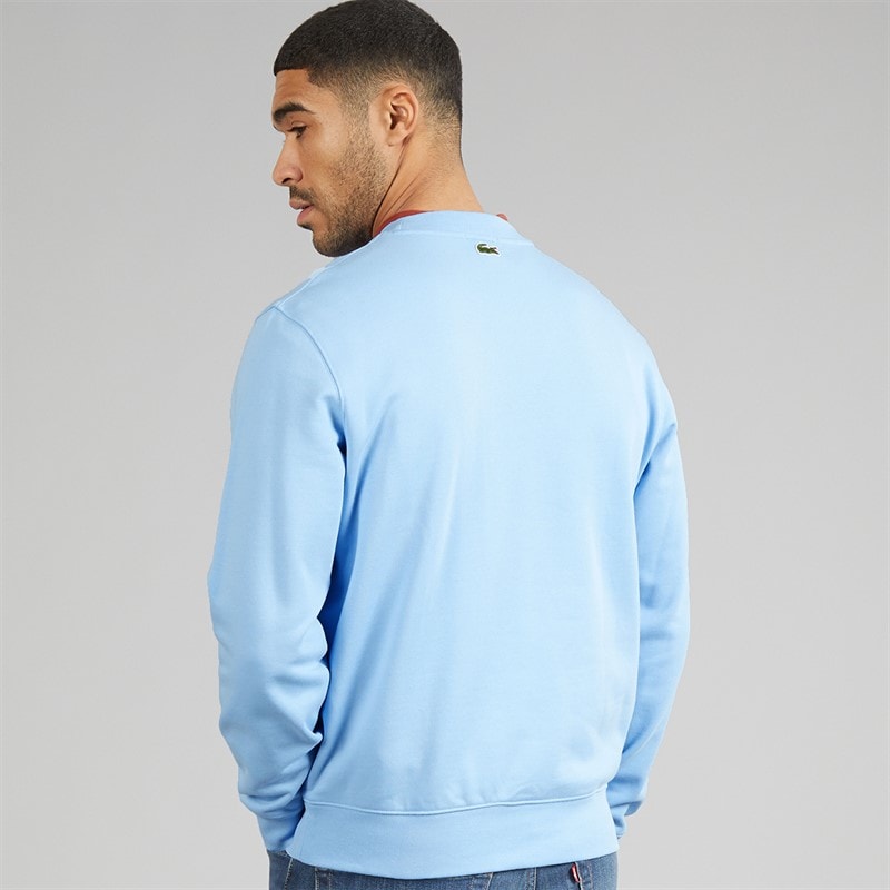 Lacoste Mens Printed Fleece Sweatshirt Pale Blue - Image 2