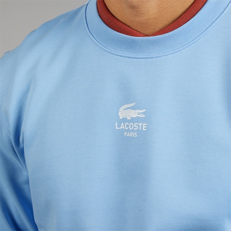 Lacoste Mens Printed Fleece Sweatshirt Pale Blue - Image 3