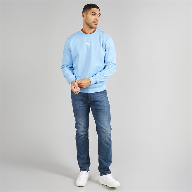 Lacoste Mens Printed Fleece Sweatshirt Pale Blue - Image 4