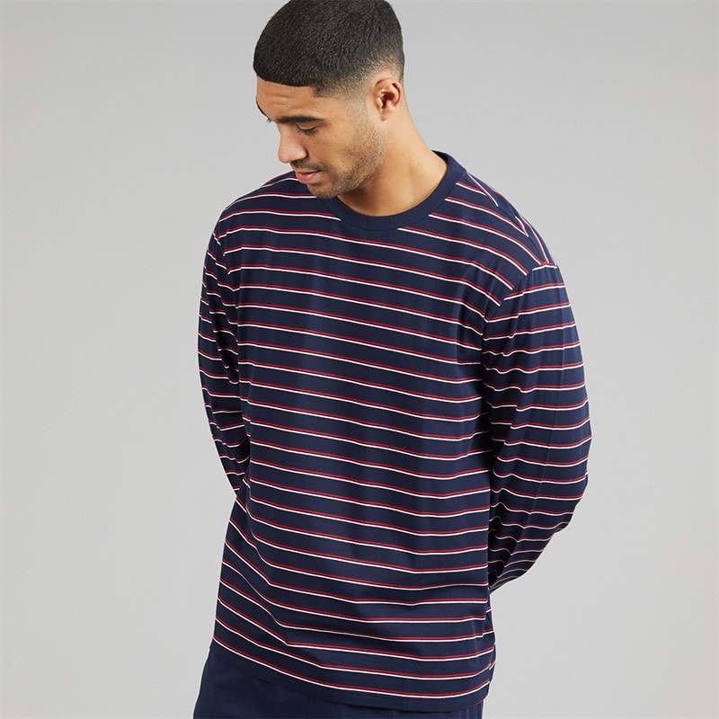Lacoste Mens Striped Pyjama Set Navy Blue/Red/White - Image 3