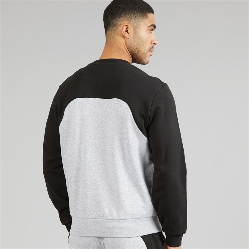 Lacoste Mens Classic Fit Colour Block Sweatshirt Grey Chine/Black - Image 2