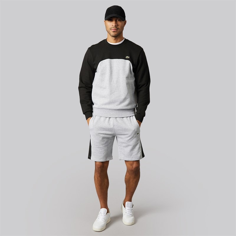 Lacoste Mens Classic Fit Colour Block Sweatshirt Grey Chine/Black - Image 4