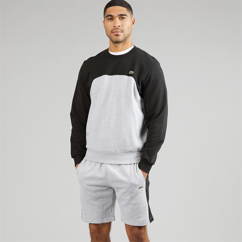 Lacoste Mens Classic Fit Colour Block Sweatshirt Grey Chine/Black - Image 5
