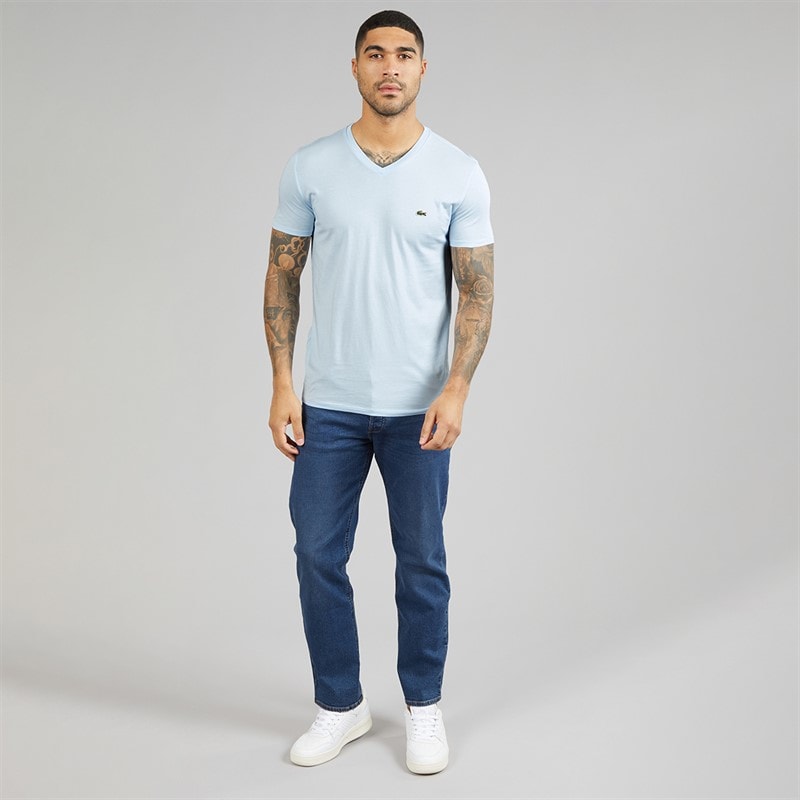 Lacoste Mens Lightweight V-Neck T-Shirt Light Blue - Image 4
