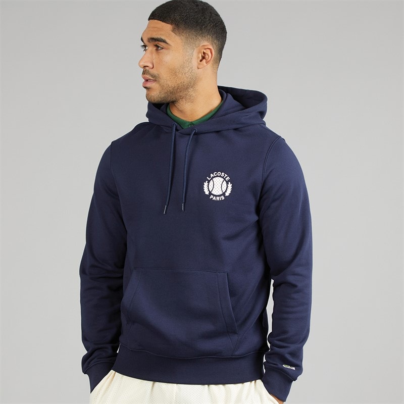 Lacoste Mens Print Hoodie Midnight Blue - Image 1