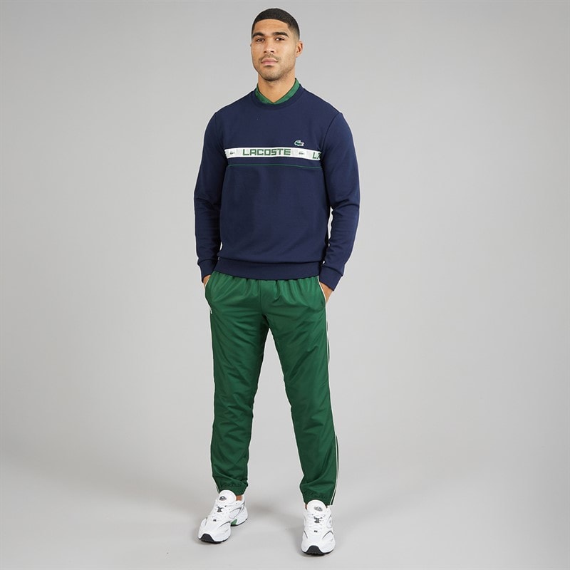 Lacoste Mens Branded Stripe Sweatshirt Midnight Blue - Image 4