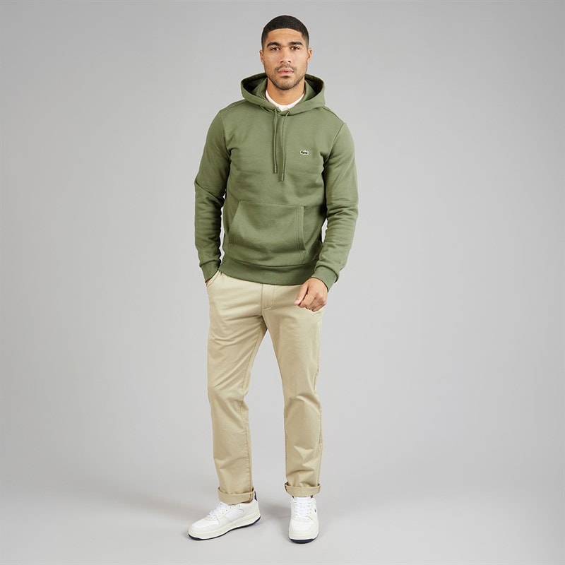Lacoste Mens Fleece Hoodie Khaki Green - Image 4