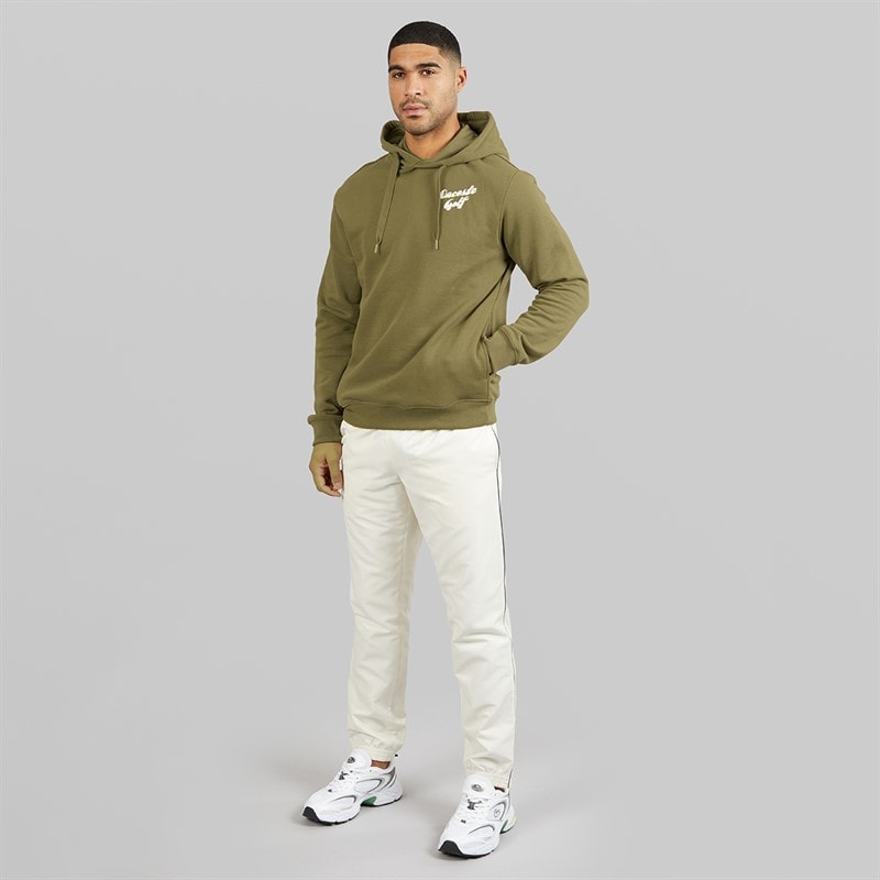 Lacoste Mens Printed Fleece Hoodie Khaki Green - Image 4