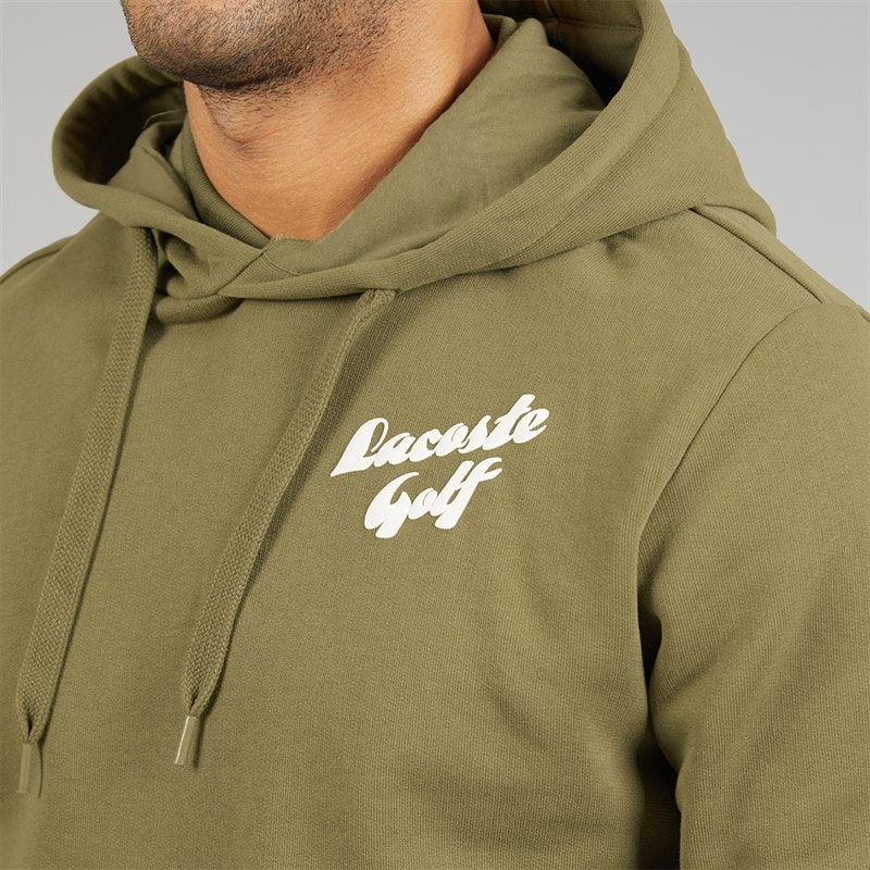 Lacoste Mens Printed Fleece Hoodie Khaki Green - Image 5