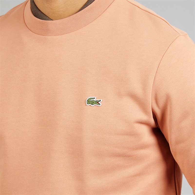 Lacoste Mens Fleece Crew Neck Sweatshirt Pinkish Beige - Image 3