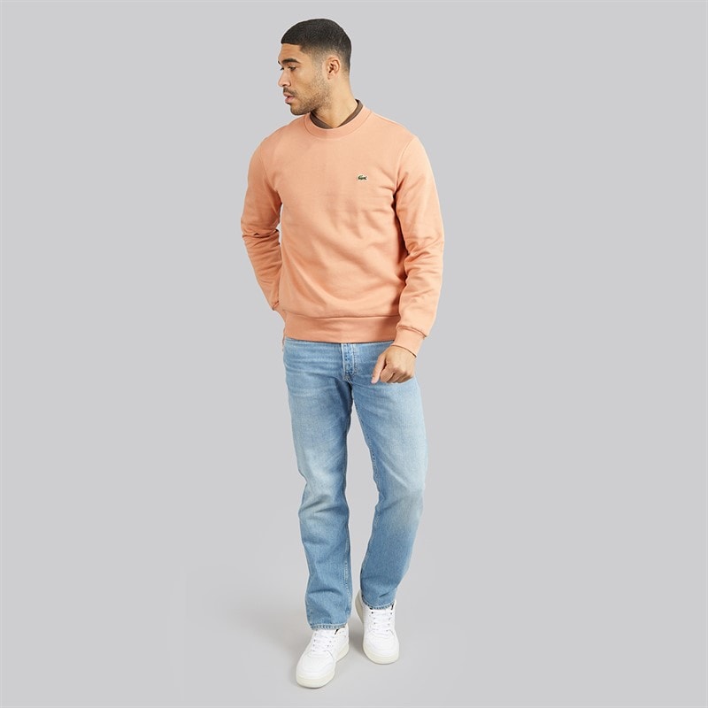 Lacoste Mens Fleece Crew Neck Sweatshirt Pinkish Beige - Image 4