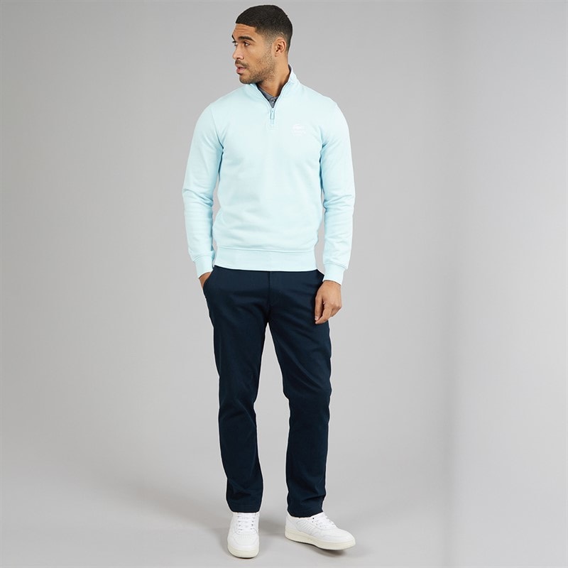 Lacoste Mens High Neck Zip Through Print Sweatshirt Light Blue - Image 4