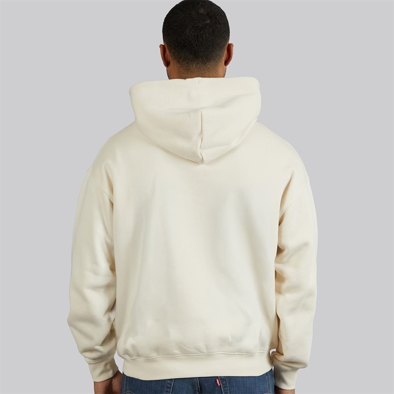 Lacoste Mens Loose Fit Embroidered Hoodie Ecru White - Image 2