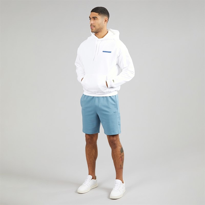 Lacoste Mens Printed Fleece Hoodie White - Image 4