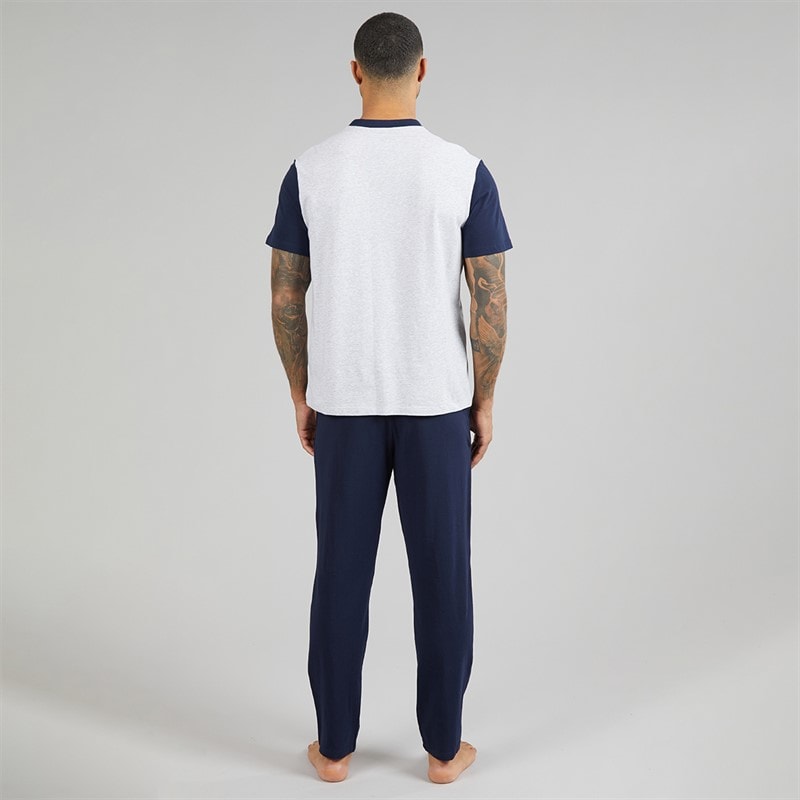 Lacoste Mens Colour Block Pyjama Set Navy/Grey - Image 2