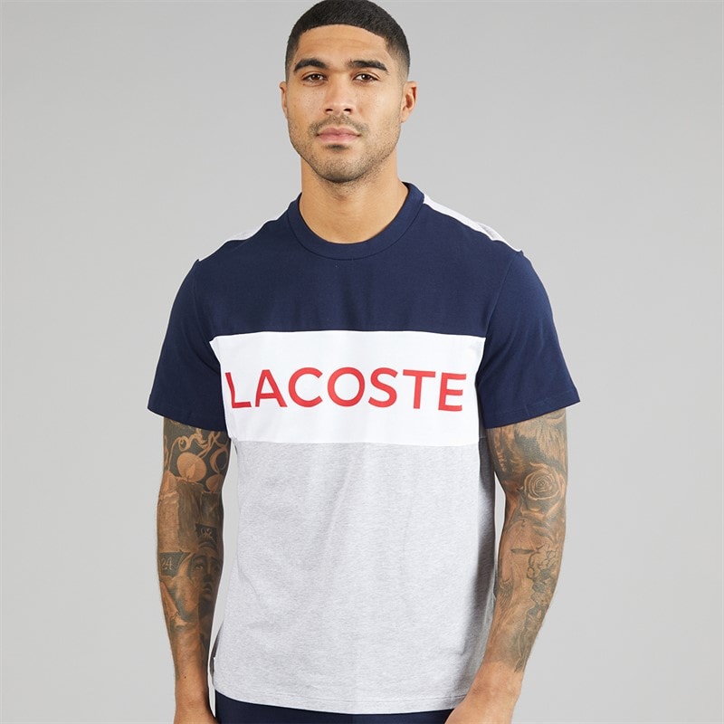 Lacoste Mens Colour Block Pyjama Set Navy/Grey - Image 3
