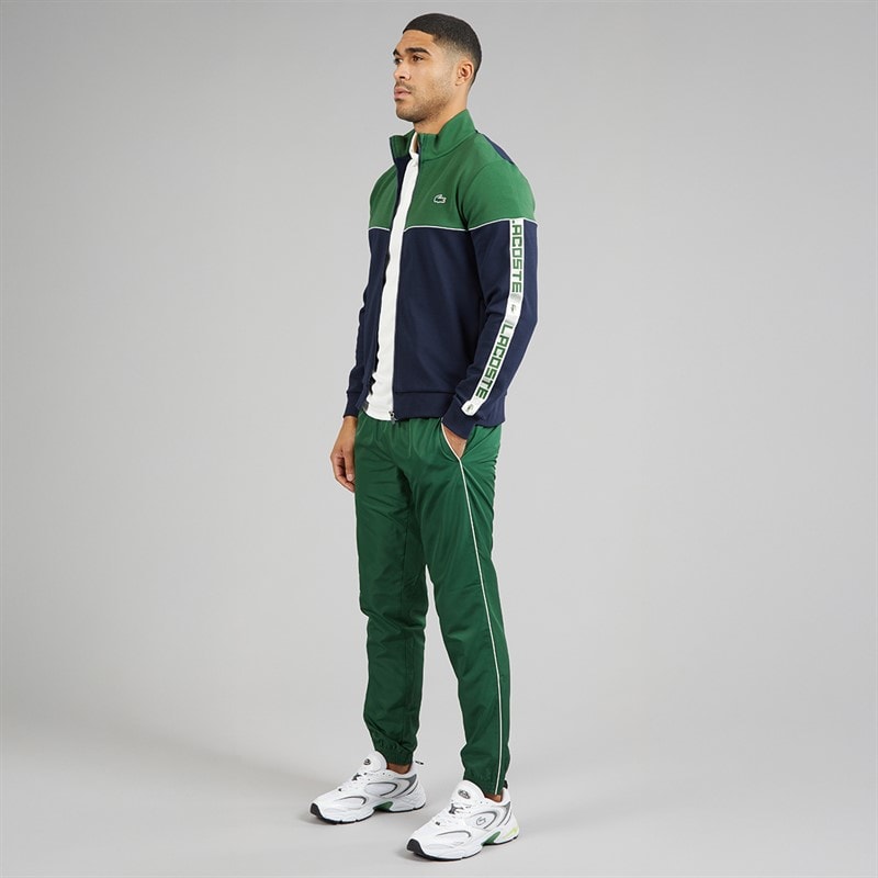 Lacoste Mens Zipped Colour Block Sweatshirt Navy Blue/Green - Image 4