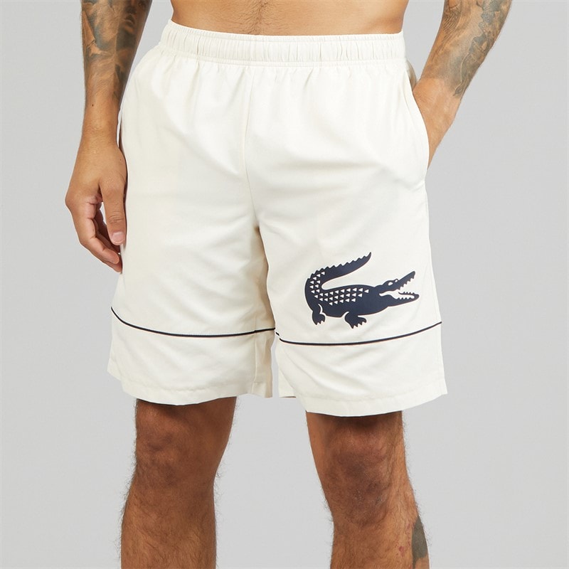 Lacoste Mens Taffeta Shorts White/Navy Blue - Image 3