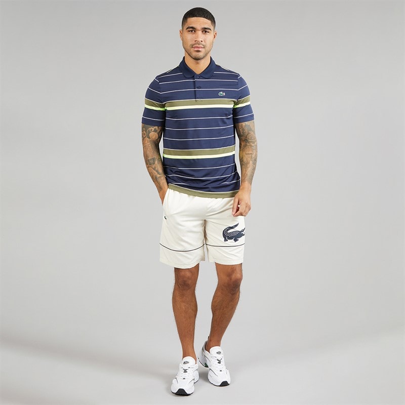 Lacoste Mens Taffeta Shorts White/Navy Blue - Image 4