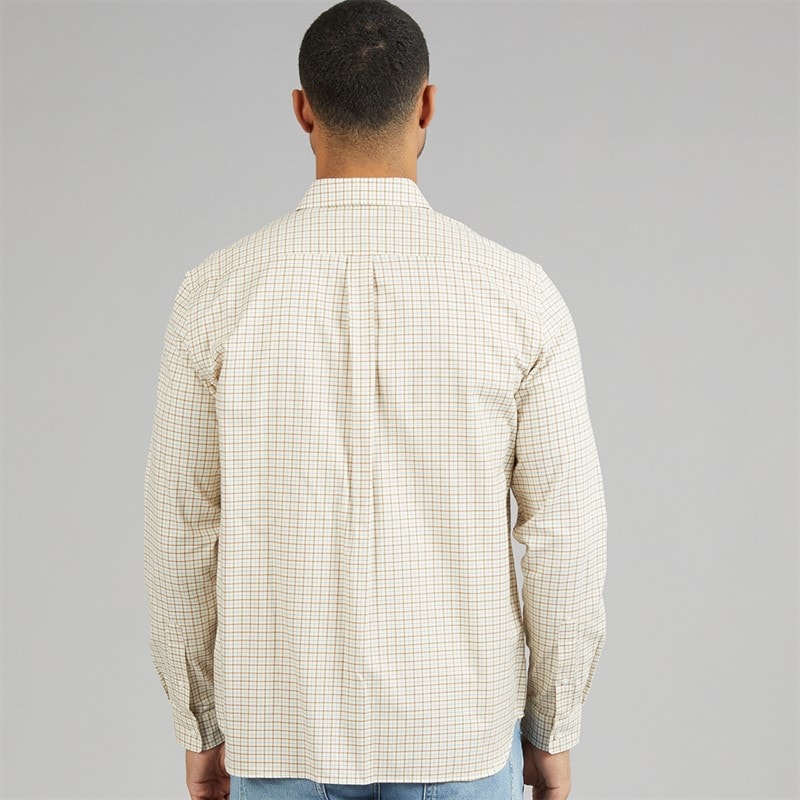 Lacoste Mens Regular Fit Plaid Flannel Shirt White/Brown - Image 2