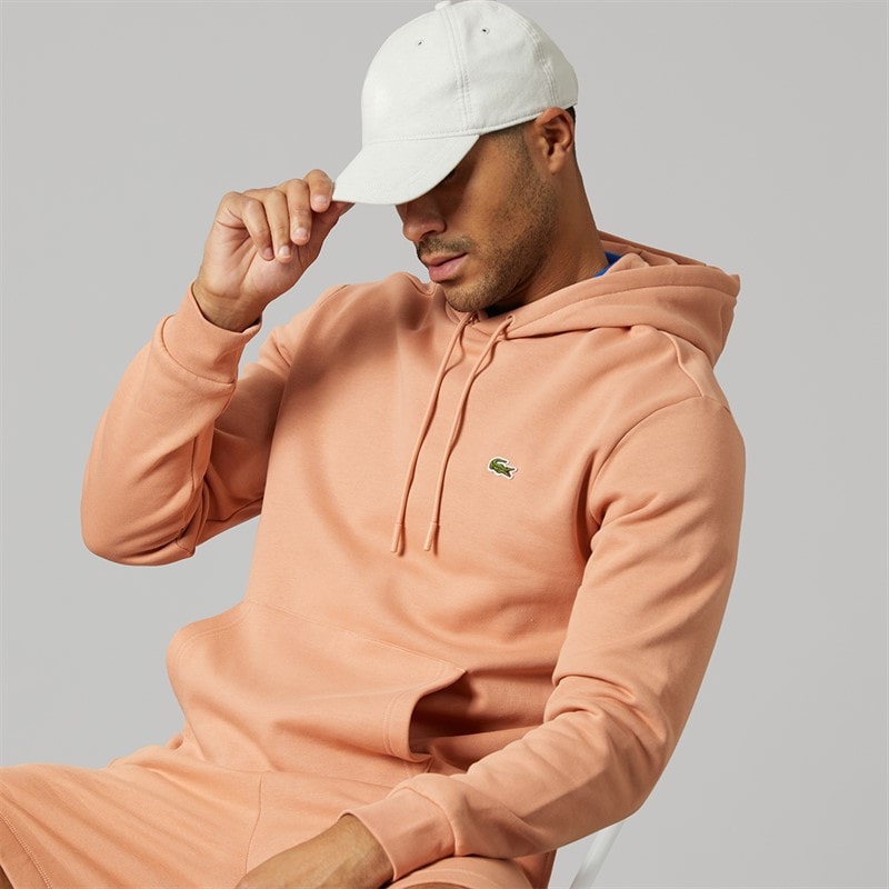 Lacoste Mens Fleece Hoodie Pinkish Beige