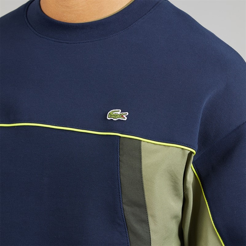 Lacoste Mens Colour Block Sweatshirt Navy/Green - Image 3