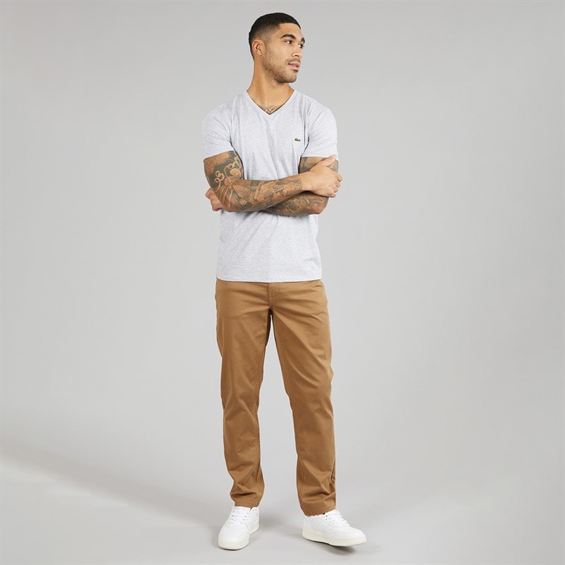 Lacoste Mens Lightweight V-neck T-Shirt Light Heathered Grey - Image 4