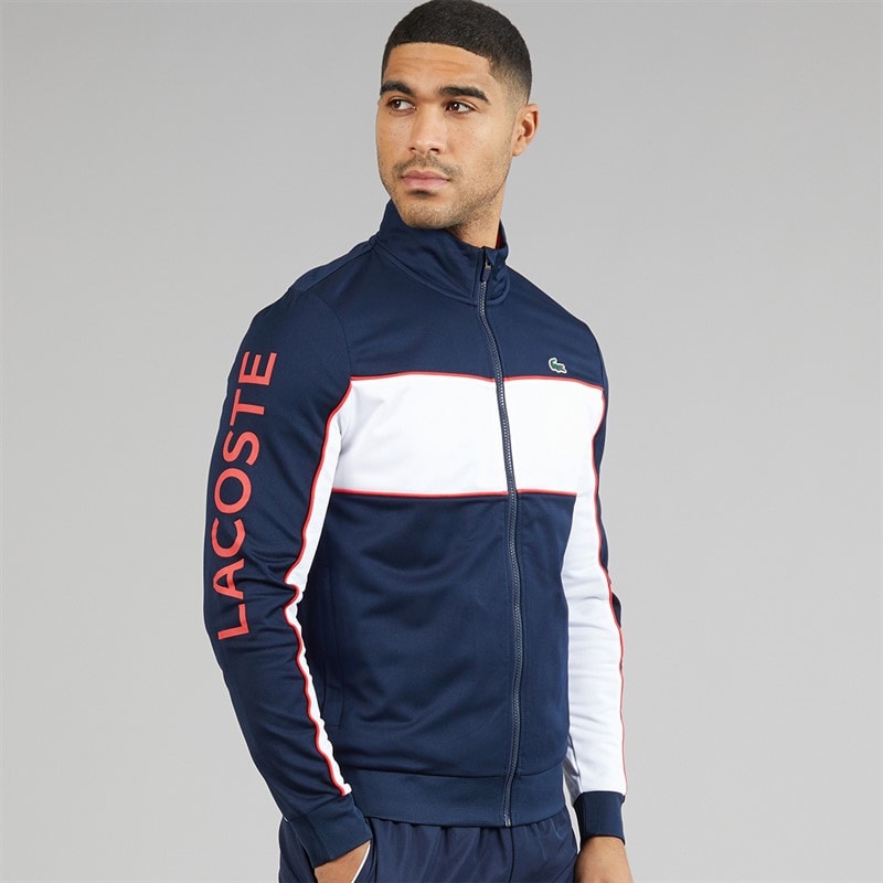 Lacoste Mens Zip Through Sweatshirt Blue/White - Image 1