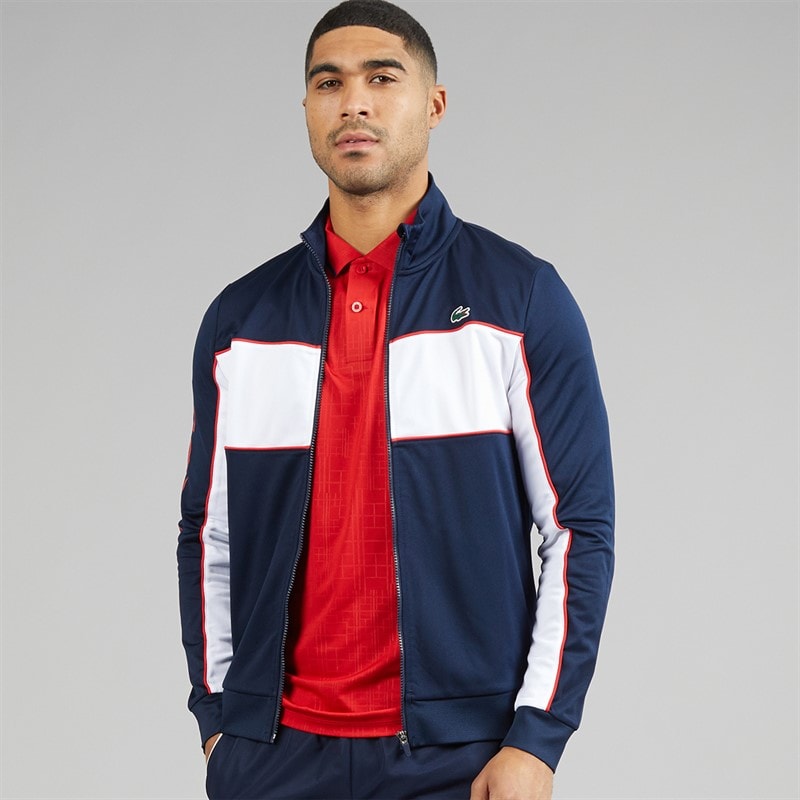 Lacoste Mens Zip Through Sweatshirt Blue/White - Image 3