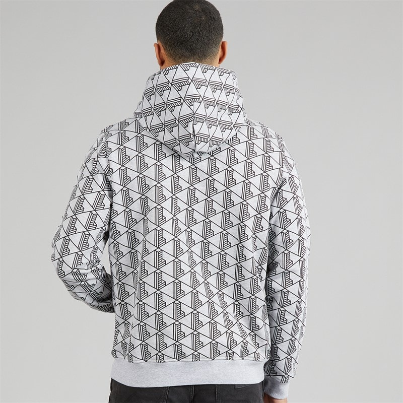 Lacoste Mens Monogram Fleece Hoodie Grey - Image 2