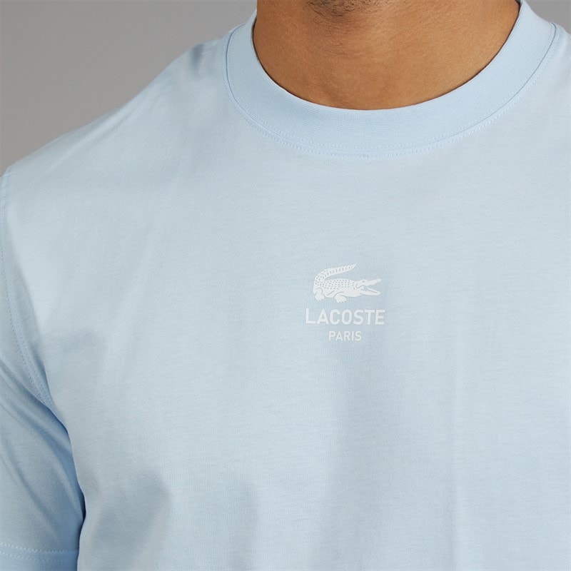 Lacoste Mens Signature Print T-Shirt Light Blue - Image 3