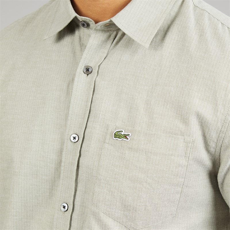 Lacoste Mens Regular Fit Shirt Green/White - Image 3