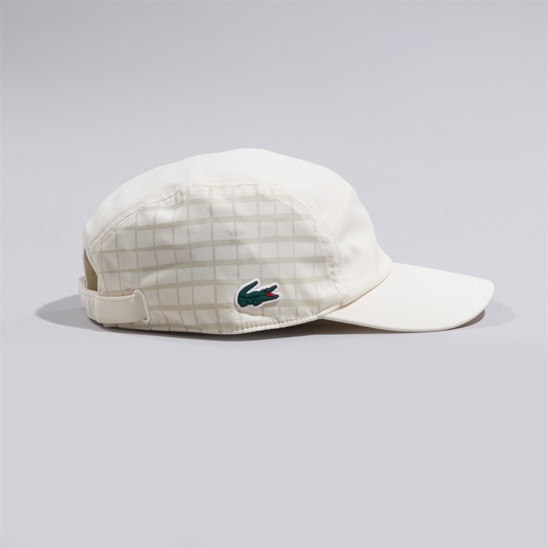 Lacoste Mens Graphic Print Cap Ecru White - Image 3