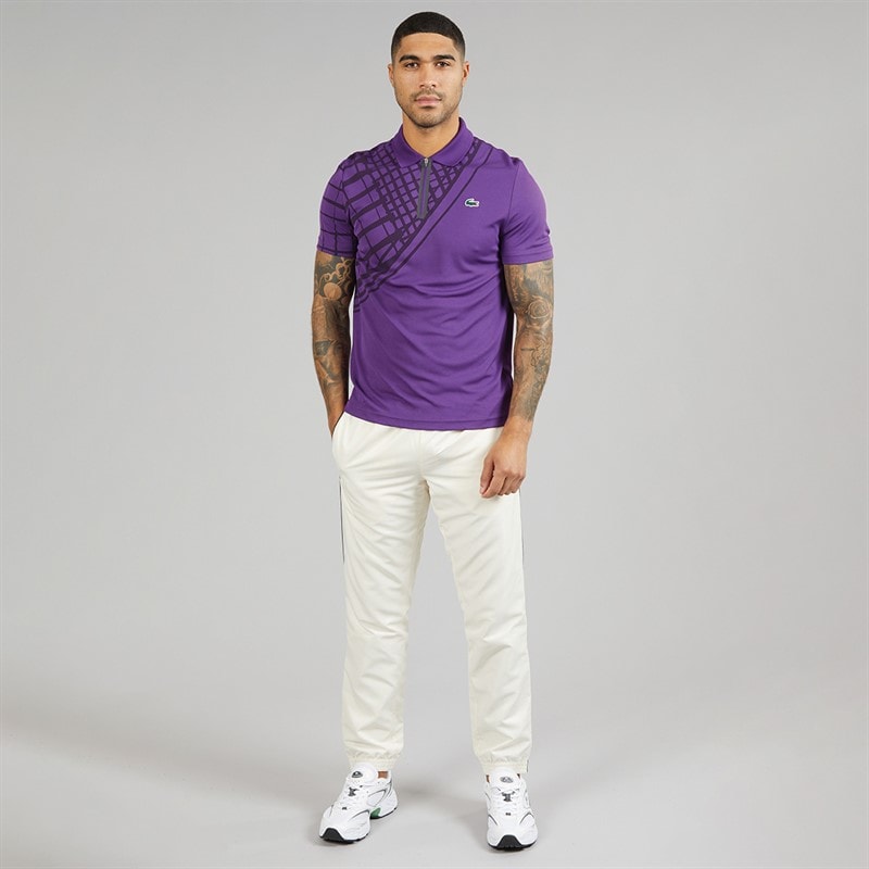 Lacoste Mens Printed Joggers Ecru White - Image 4